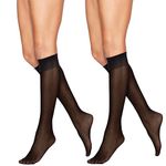 Hanes Women's Alive 2-Pack Sheer Toe Knee High Support Stockings Hosiery, 30 den, Jet, One Size (Pack of 2)