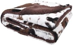 Tadpoles Double Layer Throw Blanket - Sherpa Cowhide Print | 50" x 60" | Made of 100% Super Soft Plush Polyester Microfiber | Ideal as a Throw on a Bed, Sofa or Chair & Blanket for Picnic or Camping