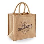 D Design Invent Print! Great Grandma Gift Bag Natural Jute Tote Shopping Present for Great Grandma 30cm x 30cm x 19cm