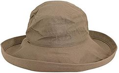 Scala Women's Cotton Big Brim Hat with Inner Drawstring and UPF 50+ Rating, Olive, One Size