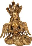 Exotic India Naga-Kanya Ulupi, The Great Pandava Arjunas Wife - Brass Sculpture