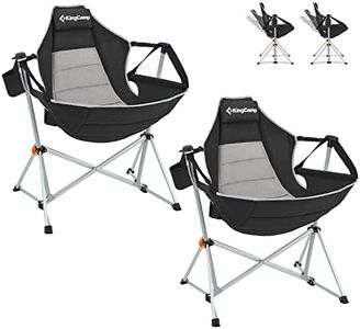 KingCamp Hammock Camping Chair Swinging Rocking Recliner Chair for Backyard Lawn Beach Camp Outside Indoor Adults Portable Lounger Folding Chair Hold Up to 300lbs with Carrying Bag(Black/Grey-2 Pack)