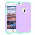 Fingic iPhone 6 / 6s Case, iPhone 6 Case, iPhone 6s Case Slim Dual Layer Shockproof Protection Hybrid Hard PC Bumper Drop Protective Girls Women Men Covers for iPhone 6 6s 4.7 inch, Purple/Mint