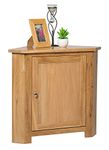 Hallowood Furniture Waverly Oak Small Corner Cabinet, Solid Wooden 1Door Small Cupboard with Adjustable Shelf, Light Oak Small Storage Cabinet, Corner Unit for Living Room, Bedroom