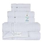 SALBAKOS Turkish Luxury Hotel and Spa Turkish Cotton, Organic, Eco-Friendly Bath Sheet (Set of 2) 6 Piece Set White