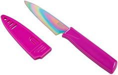 Kuhn Rikon Colori Non-Stick Straight Paring Knife with Safety Sheath, 4 inch/10.16 cm Blade, Unicorn