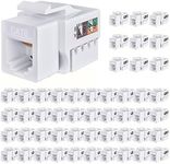 GearIT 50-Pack RJ45 Keystone Jack Insert for Cat5/Cat6 Keystone Wall Jack, Cat 5 / Cat 5e / Cat 6 / Cat 6a / Cat 6e Ethernet Jack, Keystone Wall Plates, Network Faceplate in White, 50 Pack