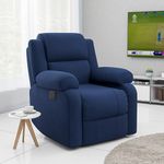 Green Soul Comfy | 1 Seater Recliner Sofa with Soft Suede Fabric & Luxuriously Padded Body | Recliner for Relaxing at Home | 3 Years Warranty Color (Blue) | Installation Provided