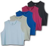 5 Pack: Womens Plus Size Summer Cute Crop Tank Top Shirt Trendy Dry Fit Ladies Tops Tees Athletic Yoga Workout Running Gym Active Cropped Exercise Women Sleeveless Tanks Camisole Just My - Set 10, 3X