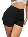 Aahwan Solid Shorts Flap Side Pockets Black Cargo Shorts for Women's & Girl's (258-Black-32)