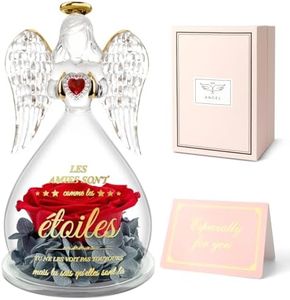 Miofula Cadeau Meilleure Amie, Cadeau Noël pour Amies, Rose Éternelle sous Ange Gardien Idee Cadeaux pour Amis, Fleurs Eternelles Personnalisé Cadeau Anniversaire Amie-Les Amies sont comme les Étoiles
