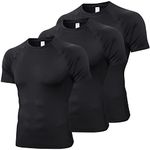 3 Pack Compression Shirts Men Short Sleeve Cool Dry Sports Baselayer Workout T-Shirts Tops Running Gym Undershirts