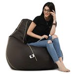 Amazon Brand - Umi Classic Filled Bean Bag (with Beans) Colour- Brown with Cream Piping (Size-XXXL)