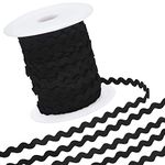 GORGECRAFT 50Yard Rick Rack Trim Ribbon Wave Sewing Bending Fringe Trim 5.5mm for Sewing Flower Making Wedding Party Lace Ribbon Craft (Black)