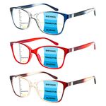 STASTEND 3 Pack Progressive Multifocus Reading Glasses Blue Light Blocking Multifocal Readers for Women Men with Spring Hinge (3 Mix C1, 2.00, multiplier_x)