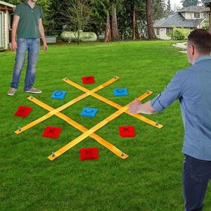 NUOERSAI Giant Tic Tac Toe Game, 4 Ft X 4 Ft Portable Strap Game Bean Bag Toss Tic Tac Outdoor Lawn Games for Adults and Family Backyard Camping Across Outside Games（yellow）