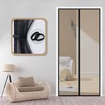 Fly Screens for Doors - 90x210cm Magnetic Screen Door with Lace and Powerful Magnets Seal, Durable Polyester Mesh, Full Frame Magic Tape, Heavy Duty Patio Insect Door Screen & Mosquito Screen Black