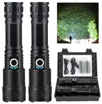 Flashlight Rechargeable, BCOTE Super Bright LED Flashlight 300000 High Lumens 2 Pack, 5 Modes with USB Fast Charging, IPX6 Waterproof Handheld High Power Flash Light for Home Emerge∩cy Outdoor