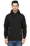 TTFPL FASHION STORE Men's Hooded Fleece Jacket, Zip-Up Front, Lightweight, Water Resistant (EXTRA LARGE, BLACK)