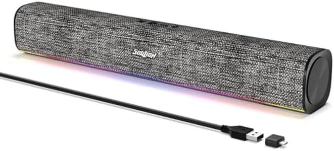 SOULION R100 PC Speakers, Bluetooth Computer Speakers with Dynamic Lighting Audio-Light Sync/Display, PC Soundbar for Desktop, Laptop, USB Powered(USB-C Adapter Included)