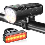 Babacom Bike Lights Front And Back, 1300 Lumen Super Bright Bicycle Lights [8+6 Lighting Modes] & [Spotlight+Floodlight LEDs], USB Rechargeable Waterproof Bike Light Set with Aluminum Alloy Shell