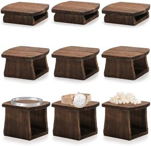 Nicunom 9 Pack Jewelry Display Risers, 3 Sizes Wooden Display Riser Stands Wood Figurine Display Risers Square Risers for Display Jewelry, Watches, Cosmetics, and Accessories, Brown