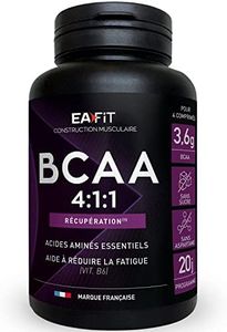 EAFIT - BCAA 4.1.1 - Recuperation musculaire et réduction de la fatigue en pre-workout, sans sucres - Musculation, Fitness et autres sport - Présence de vitamines et magnesium - Comprimés 80