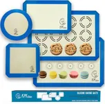Silicone Baking Mat Set of 5-2 Half Sheets (Macaron & Cookie Circle On Mat) + 1 Quarter + 1 Round & 1 Square Size Silicone Baking Sheet - Nonstick & Easy to Clean - 100% Silicone Mats for Baking
