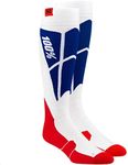 100% Hi Side Performance Moto Socks-White/Blue-L/XL