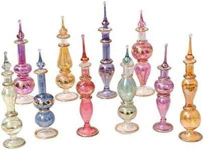 CraftsOfEgypt Genie Blown Glass Miniature Perfume Bottles for Perfumes & Essential Oils Set of 30 Decorative Vials Each 4 High (12cm) Assorted Colors