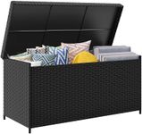 YITAHOME 260 Gallon Wicker Deck Box, XXL All-Weather Outdoor Storage Box, Extra Large Rattan Storage Bin for Patio Furniture, Outdoor Cushions, Pool Storage and Garden Tools (Black)