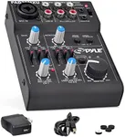 Pyle 5 Channel Audio Mixer - DJ Sound Controller Interface with USB Soundcard for PC Recording, XLR 3.5mm Microphone Jack, 18V Power, RCA Input and Output for Professional and Beginners -PAD20MXU