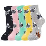 Jeasona Women's Cat Socks Cute Animal Socks Owl Dog Gifts for Women, Multicolored Cool Cats, 5-8