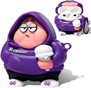 Funny Cartoon Character Cute Airpod Case 3rd Generation with Keychain, Anti-Fall Soft Silicone Case for Women and Men (Purple)