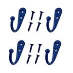 Yesmin 4 PCS Wall Mounted Hooks,Retro Door Robe Hook for Hanging Towel Clothes Hat Key Single Metal Hook Cloth Hanger in Bedroom Bathroom Kitchen Cupboard- Royal Blue