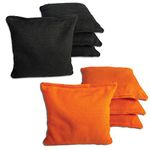 All Weather Cornhole Bags | Resin (Plastic Corn) Pellets | Official Size & Weight (Black/Orange)