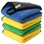 CAR SAAZ® Microfiber Cloth 800 GSM Pack of 4 (40X30 CM) | Mix Colours Microfiber Towels | Super Absorbent Car Cleaning Cloth | Multi-Purpose Towel for car Detailing, Cleaning, Washing and Polishing