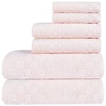 DIAOJIA Bath Towels Gray Towel Soft 6 Piece,100% Cotton Anti Odor Family Towels, Highly Absorbent Quick-Drying Lightweight Spa Towel for Bathroom 2 Bath Towel 2 Hand Towel 2 Washcloth (Pink)