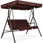 Best Choice Products 2-Person Outdoor Large Convertible Canopy Swing Glider Lounge Chair w/Removable Cushions- Brown