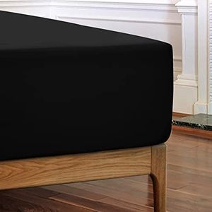 Lux Decor Collection Fitted Sheet - Upto 16 Inches Deep Pocket Sheets - Ultra Soft Brushed Microfiber Fitted Sheet - Wrinkle, Fade & Shrinkage Resistant (Black, King)