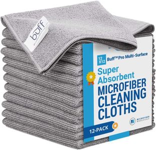 12" x 12" Buff Pro Multi-Surface Microfiber Towels | Gray Micro Cleaning Cloths - 12 Pack | Premium Microfibers for Cleaning Glass, Kitchens, Bathrooms, Automotive