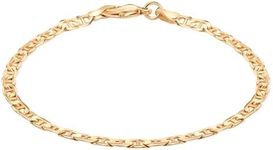 Barzel 18K Gold Plated Flat Mariner/Marina Link Chain Bracelet - Made In Brazil (3.5MM, 8 Inches)