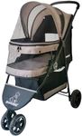 ROODO Escort 3Wheel Dog Stroller Cat Stroller Pet Stroller for Small Dogs and Cats,with Removable Liner Storage Basket and Cup Holder,Lightweight Pet Gear Foldable jogger Travel System(Grey)