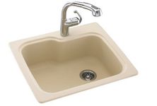 Swaoi|#Swanstone KS02522SB.011 22-In X 25-In Solid Surface Kitchen Sink 1-Hole, Tahiti White,