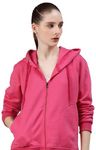 ADBUCKS Women's Solid Cotton Hooded Sweatshirt (in, Alpha, 5XL, Rani)