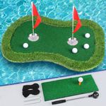 Chriiena Floating Golf Green for Pool/Lake, Floating Chipping Mat with Ball Retriever & Anti-Drift Ropes - Stable Golf Putting Practice Game Set for Golfers (47.2x31.5in)
