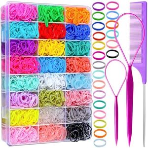 YGDZ Elastic Hair Bands 24 Colors, 1500 pcs Mini Hair Rubber Bands for Hair, Small Hair Ties, Ponytail Holders, Colorful Hair Accessories for Toddler, Baby, Girl, Kids