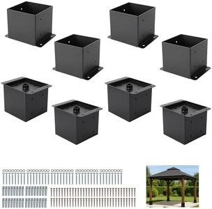 4x4 or 6x6 Heavy Duty Steel Post Anchors | Powder-Coated Rust-Resistant Brackets w/Hardware Kit for Deck, Fence, Pergola, Gazebo