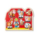 Melissa & Doug Farm Animals Jumbo Knob Wooden Puzzle | Wooden Peg Chunky Baby Puzzle, Preschoool Learning, Knob Puzzle Board For Toddlers Ages 1+