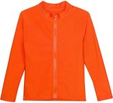 SwimZip UPF 50+ Long Sleeve Rash Guard for Boys and Girls - Baby, Toddler, Kids Orange